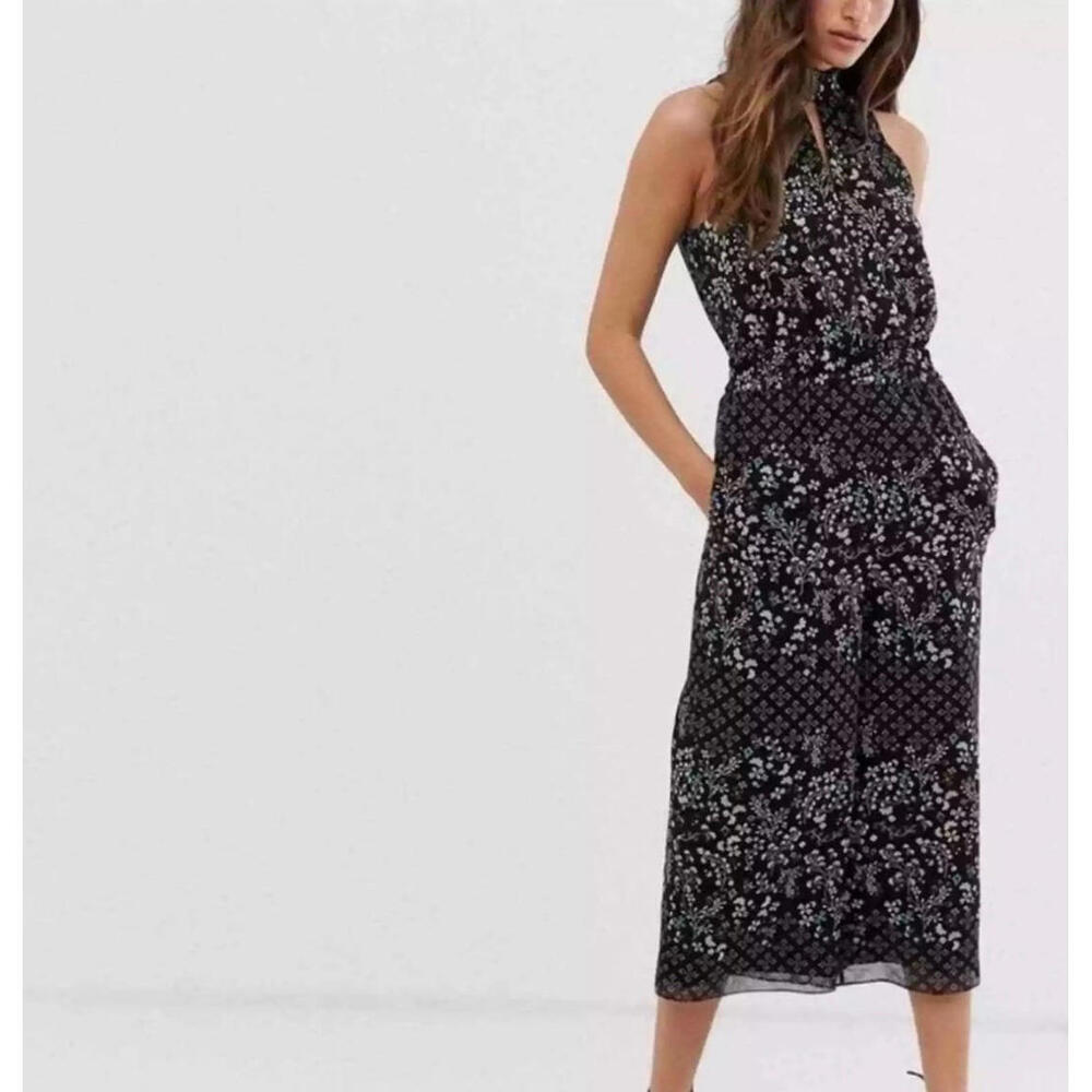 Ted Baker Black Halter Jumpsuit with Wide-Leg Design
